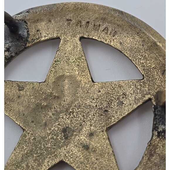 Vintage Solid Brass Texas Lone Star Belt Buckle Pride Western 2.5” Taiwan 757 - Picture 4 of 5
